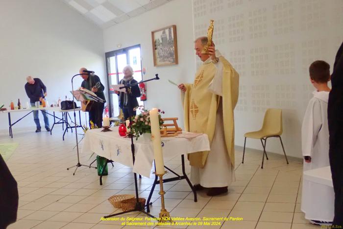 Ascension du Seigneur paroisse ND4 Vallées Sacrement du Pardon et Sacrement des malades à Arcanhac le 09 Mai 2024.
