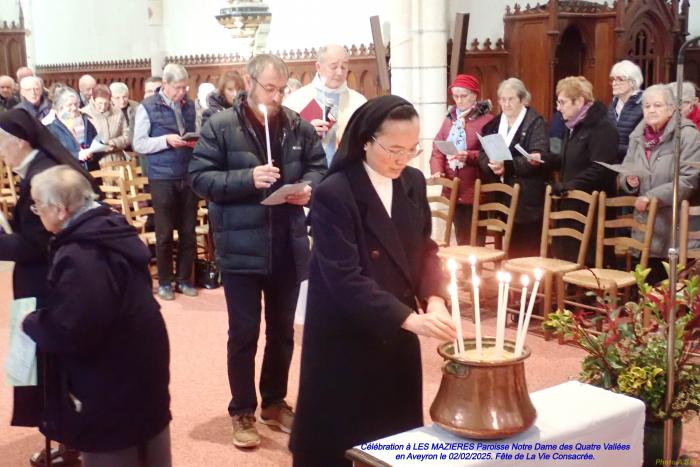 Célébration du 02 Février 2025 à LES MAZIERES ND4 Vallées en Aveyron. Fête  de LA VIE CONSACREE.