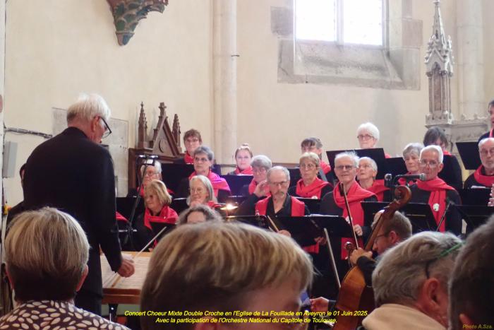 Concert Choeur Mixte Double Croche en l'église de La Fouillade en Aveyron 01 Juin 2025. Avec l'Orchestre du Capitole de Toulouse