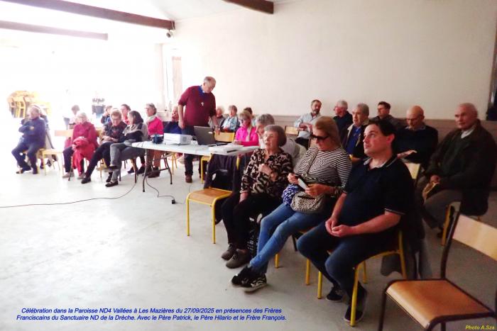 Rencontre avec les Frères Franciscains de La Drèche dans Notre Paroisse ND4 Vallées en Aveyron, à Les Mazières le 27/09/2025.