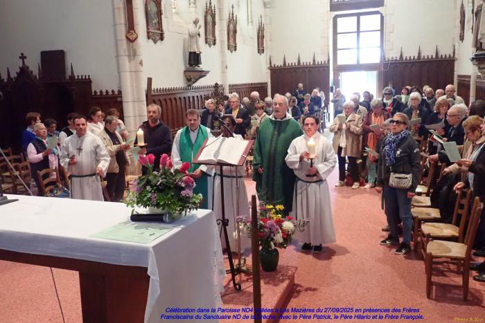 Rencontre avec les Frères Franciscains de La Drèche dans Notre Paroisse ND4 Vallées en Aveyron, à Les Mazières le 27/09/2025.