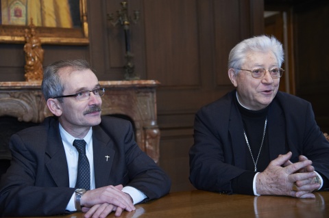 Mgr François Fonlupt et Mgr Bellino Ghirard au Palais épiscopal de Rodez le 4 avril 2011