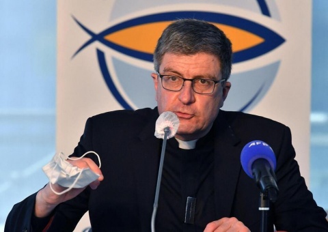 Mgr Éric de Moulins-Beaufort, président de la Conférence épiscopale de France, lors du discours de clôture le 26 mars 2021